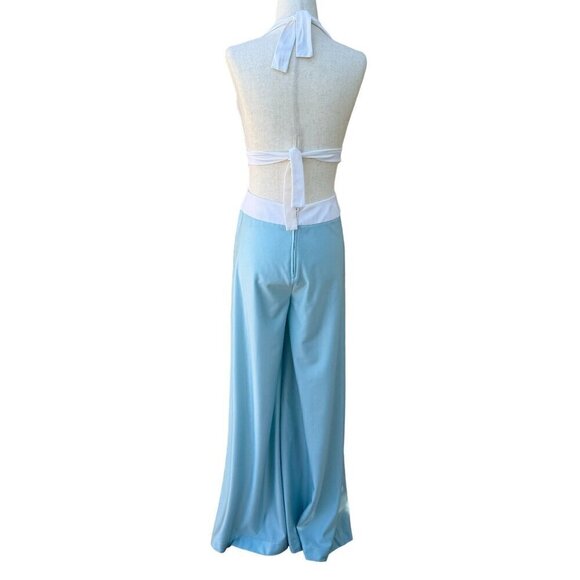 Tennis Star Vintage 70s Women's 3 Piece Crop Top Wide Leg Pants Beachwear Set - Picture 16 of 16